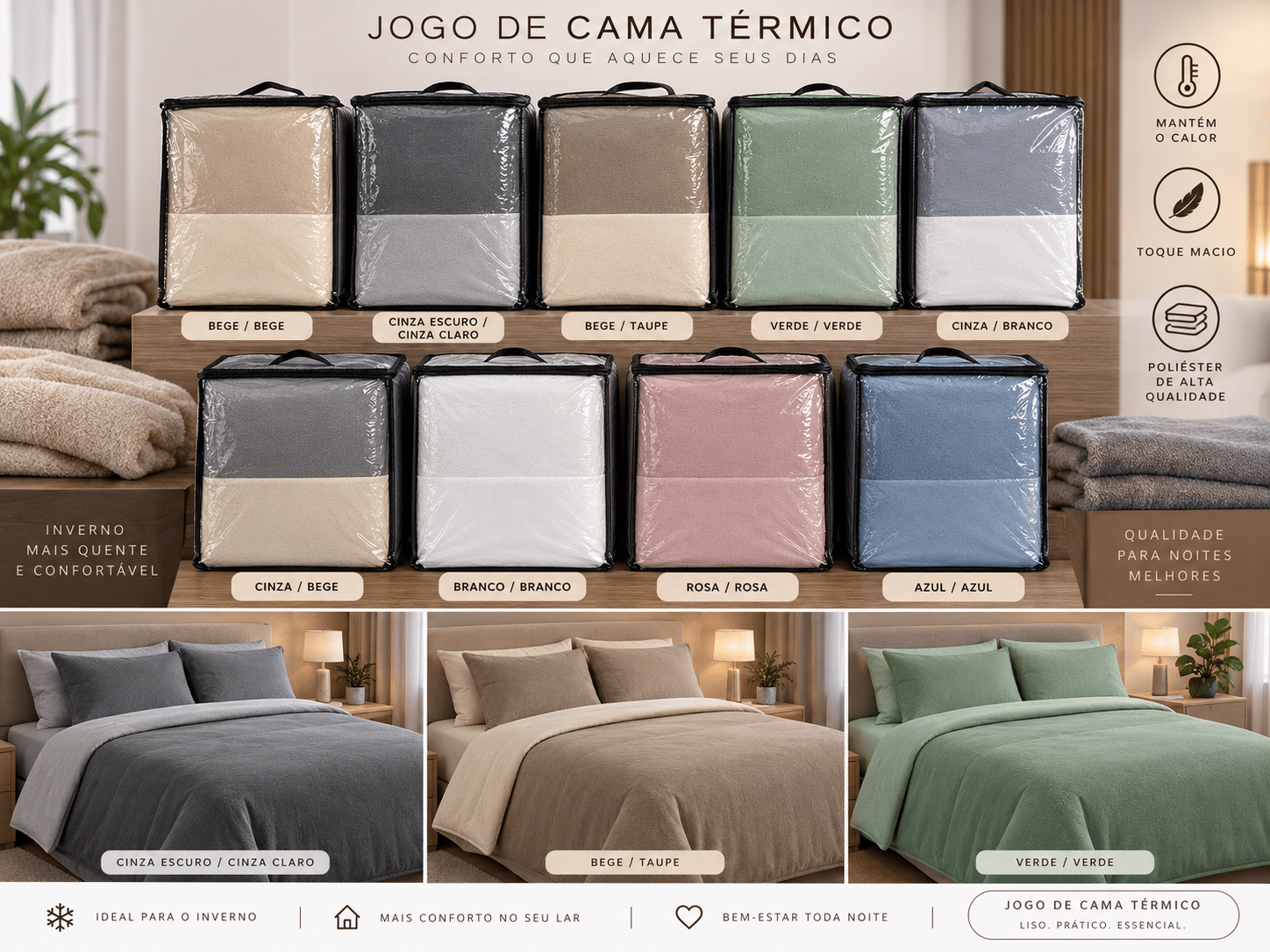 Jogo de Cama Liso Bicolor