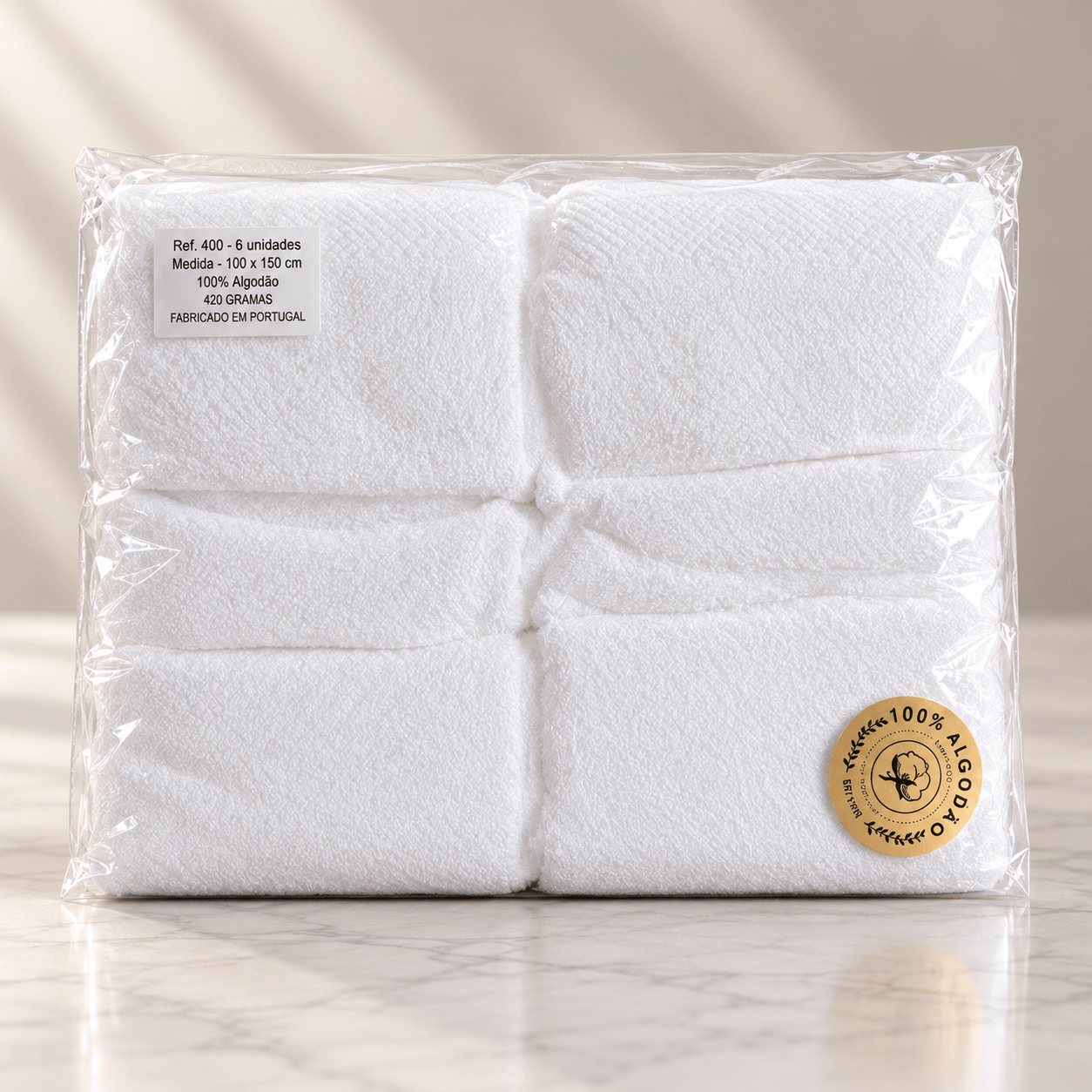 Pack de 6 Lençóis de Banho 100 × 150 cm